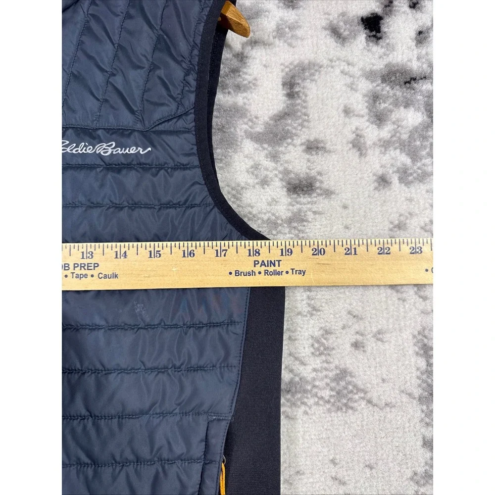 Eddie Bauer Puffer‎ Vest Mens Small Navy Blue Quilted Insulated Full Zip Gorp
